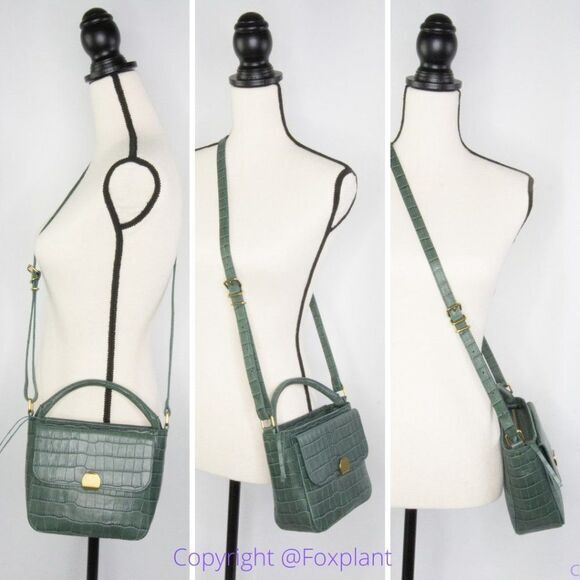 New! Madewell The Mini Abroad Crossbody Bag‎ Croc Embossed Leather - Picture 2 of 16